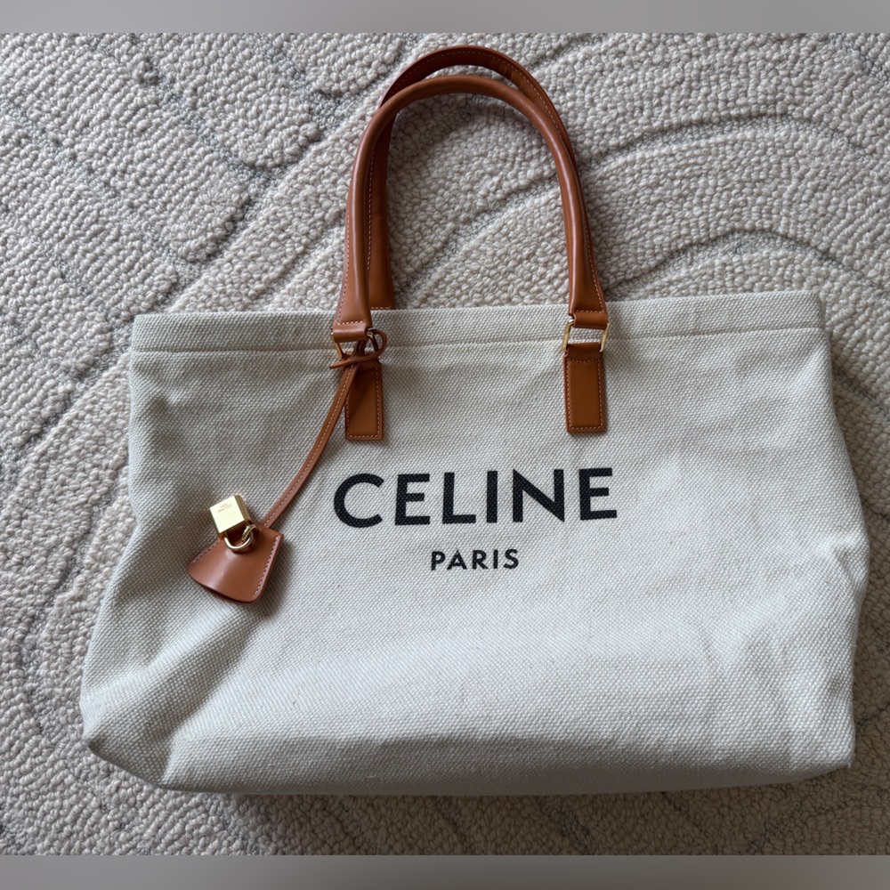 Celine Beige and Brown Canvas Tote